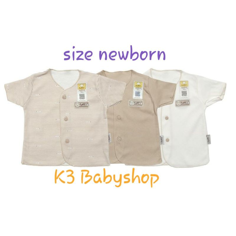 Baju Pendek Neci Fluffy Khaki Coklat Putih White kemeja bayi SNI piyama bayi anak