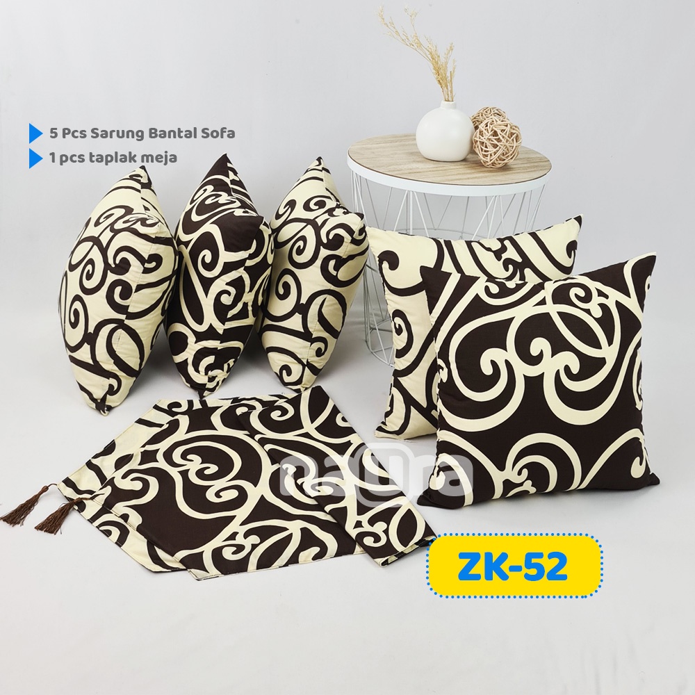 [PAKET HEMAT]  5 PCS Sarung Bantal Sofa + Taplak Meja Motif Minimalis