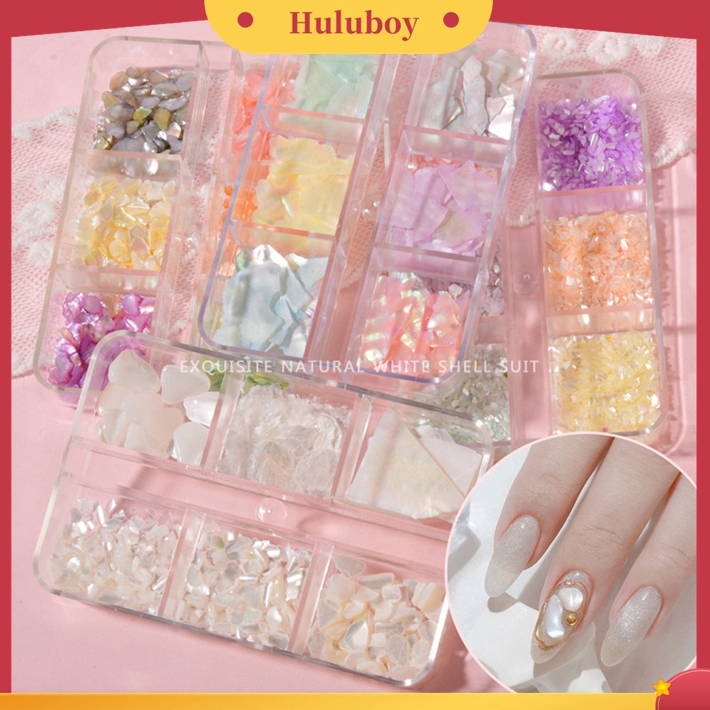 Huluboy Huluboy♡ 1 Kotak Batu Kerang Warna-Warni Untuk Dekorasi Manicure