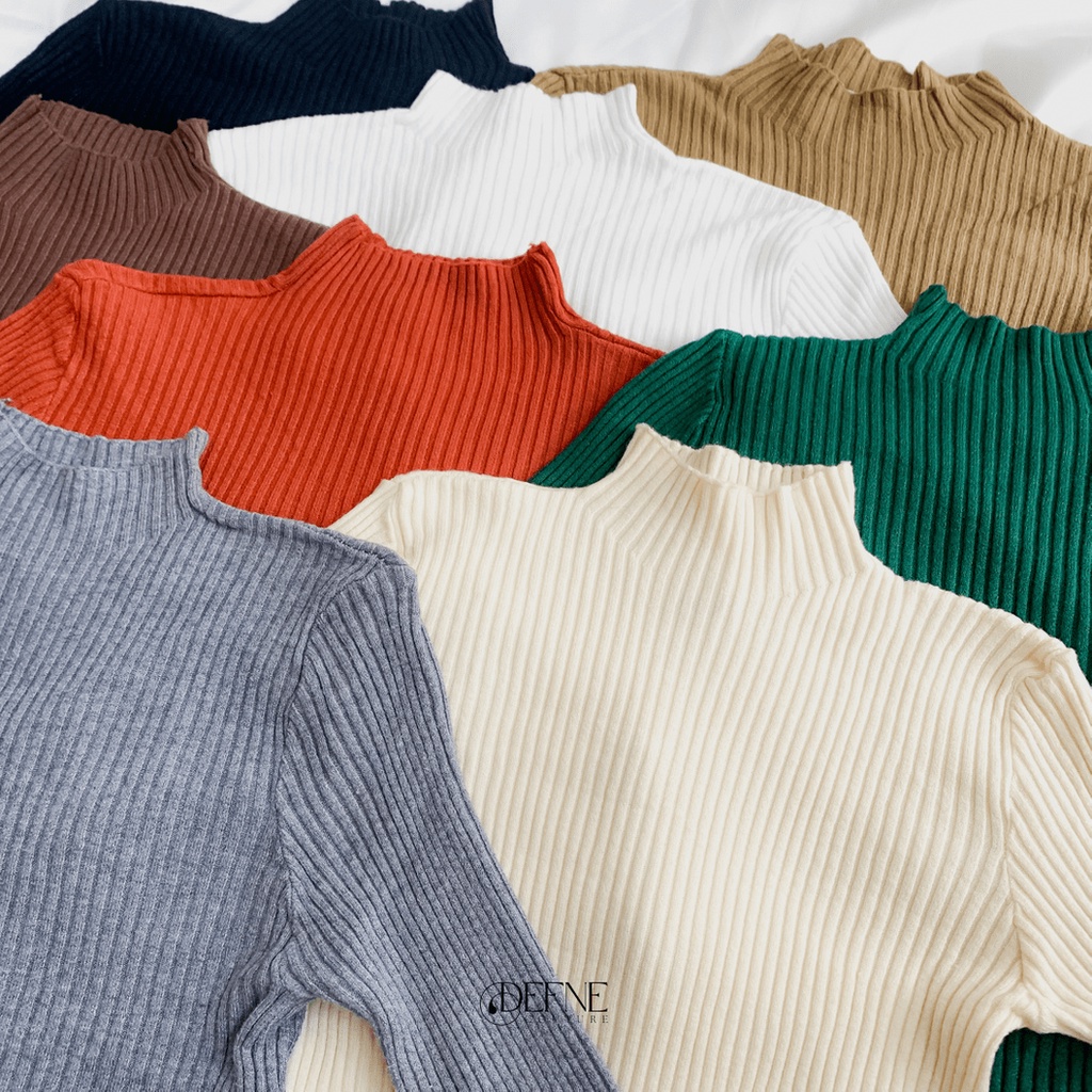 Defne Nilu Knitted Turtleneck Top Premium (Atasan Inner Rajut, Baju Manset Dalaman Wanita Muslim / B