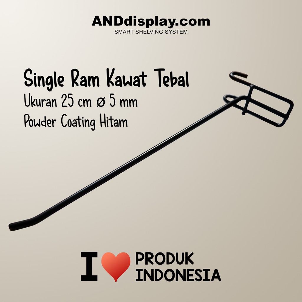 SINGLE RAM 25CM /10 PCS HITAM TEBAL GANTUNGAN CANTOLAN AKSESORIS DISPLAY