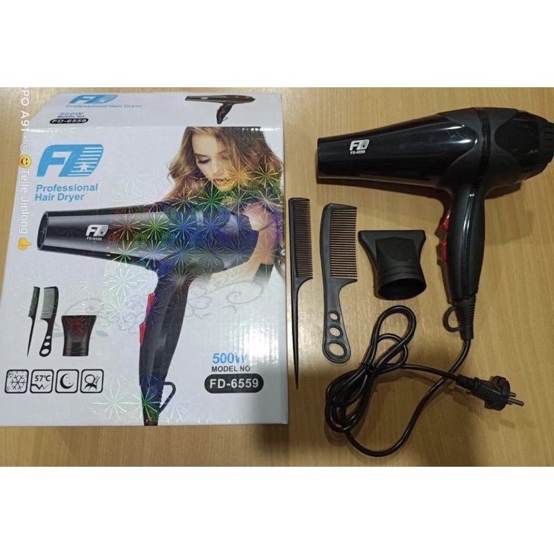 Promo Hair dryer FD 6559 Alat Elektronik Alat Pengering Rambut Hairdryer Free 2pcs Sisi sisi Rambut
