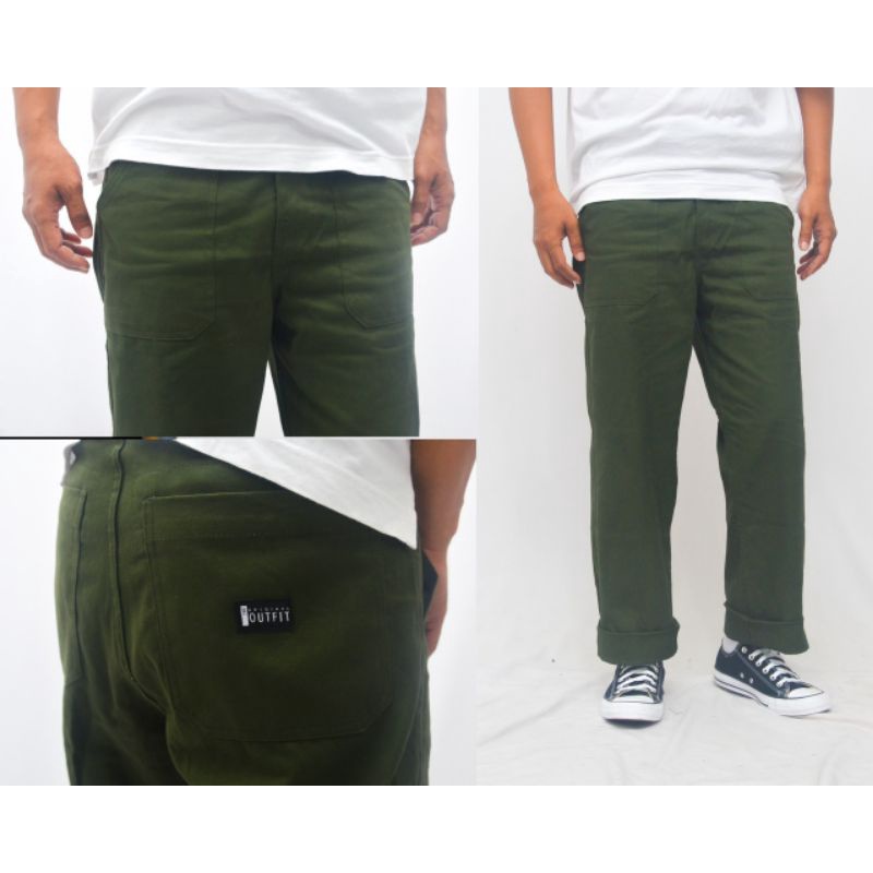 CELANA CHINO FATIGUE PRIA ORIGINAL OUTFIT - CELANA FATIGUE MODEL REGULER OVERSIZE