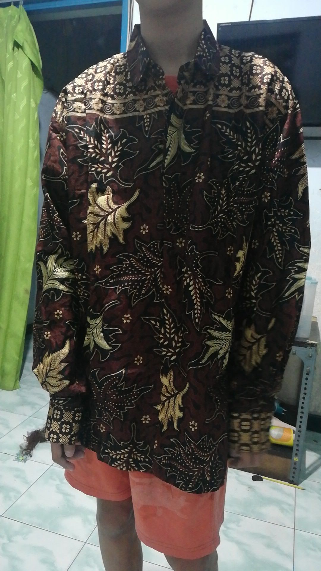 Asifa Batik Hrb026 Kenongo Kemeja Tosca Pendek Pekalongan Padi M L Xl Sogan Tulis Halus Kemeja Batik