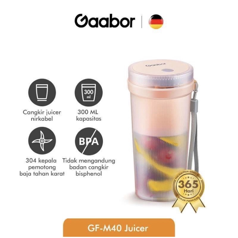 Gaabor GF-M40 Rechargeable Mini Portable Juicer 300ML Blender Jus Mini Alat Jus Portable Listrik
