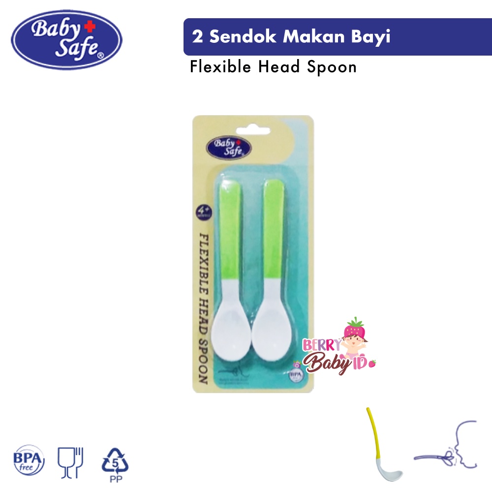 Baby Safe Flexy Head Spoon 2 Sendok Makan Bayi Fleksibel BS349 BBS058 Berry Mart