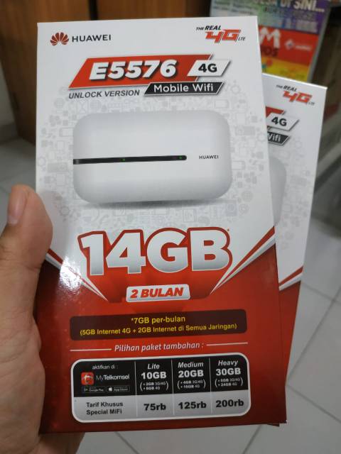 Modem Wifi MiFi Huawei E5576 4G LTE free Telkomsel 14GB Unlock All Operator