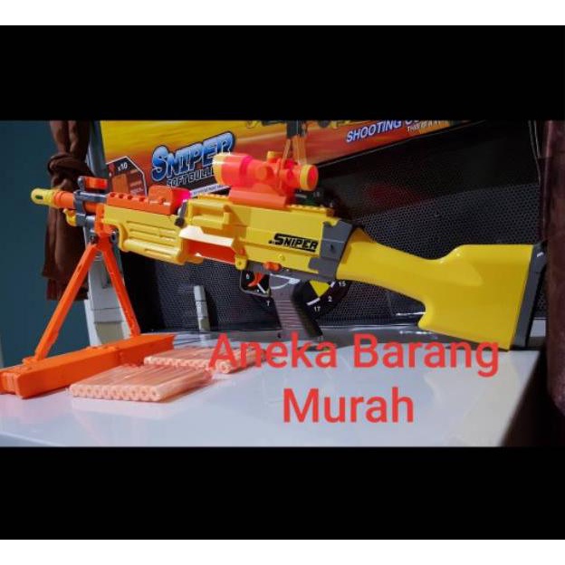 [KODE Z4] Nerf Murah Asli Semi Auto 7003b Sniper Pistol Tembakan Peluru Busa Soft Bullet Neref S-Gun