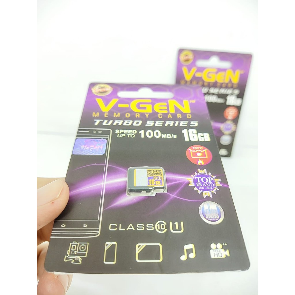 Memory Card V-GEN 16GB CLASS 10 100MBpS TURBO SERIES Memory VGEN Micro SD Card GARANSI SEUMUR HIDUP