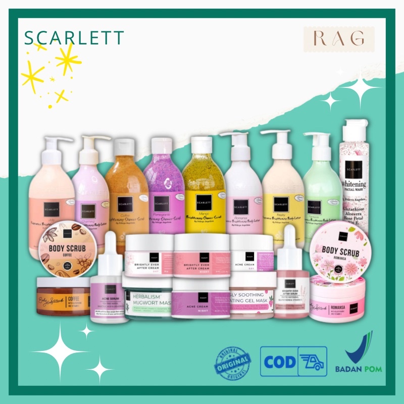 Scarlett scarlet paket Series lengkap Whitening Brightening fantasia pomegrante Body lotion handbody