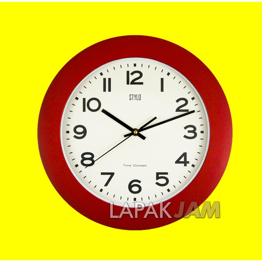 Jam Dinding Minimalis Dekorasi Rumah Warna Merah Wall Clock STYLO 3252-17