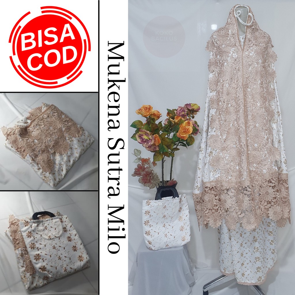 MUKENA SUTRA PRADA//MUKENA SUTRA DEWASA// MUKENA SUTRA ORI MILO// MUKENA SUTRA MURAH// MUKENA JUMBO