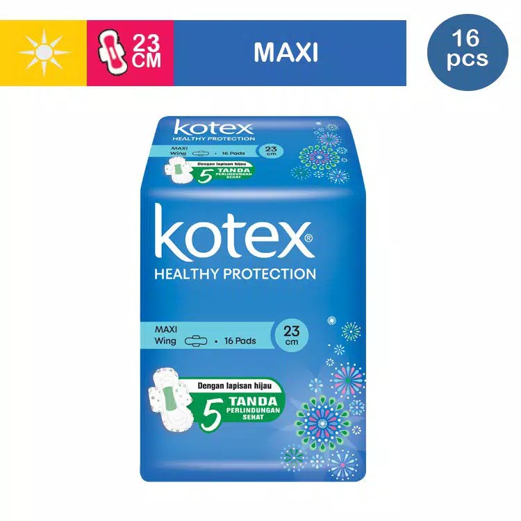(Original) Pembalut Kotex Maxi Wing 23cm Isi 16pcs Exp Lama Termurah