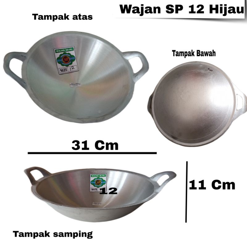 Wajan Aluminium Tebal SP 12 Hijau