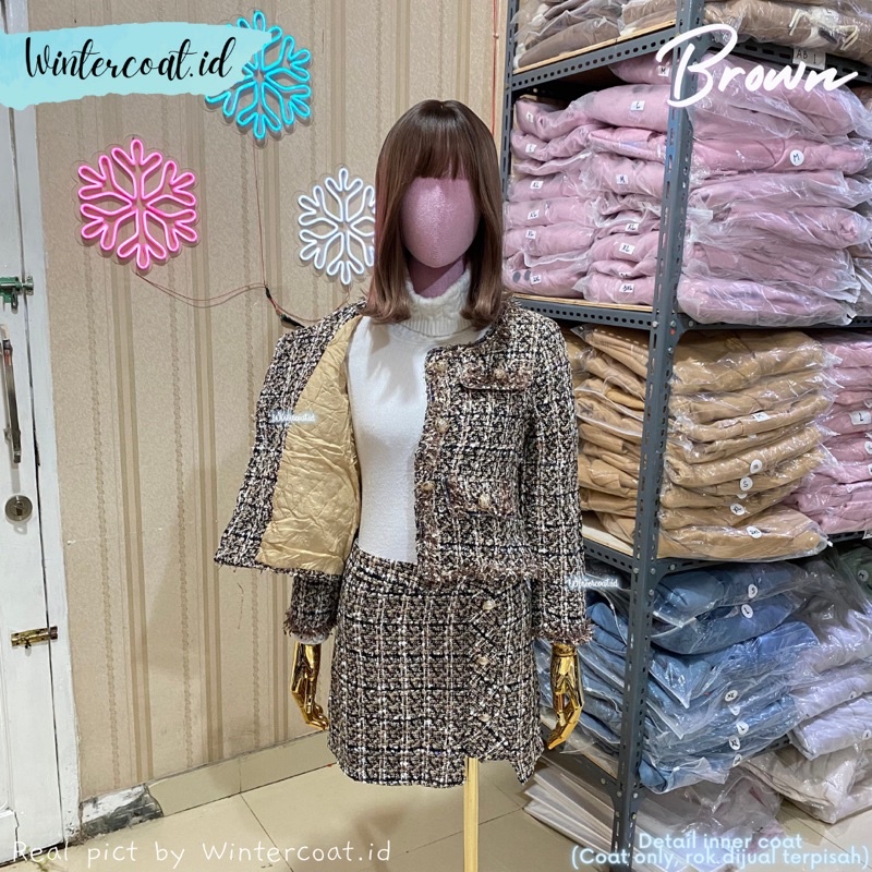 Tweed coat wanita jacket import korean style autumn premium Lara