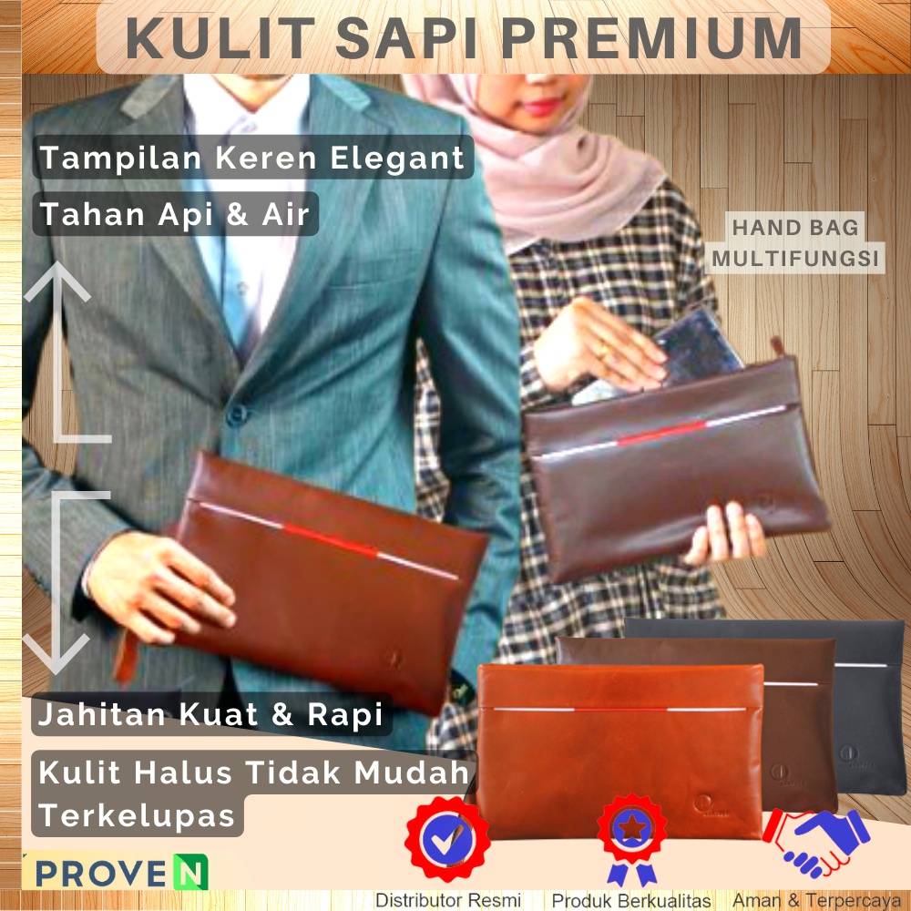 Tas Pouch Bag Clutch Bag Kulit Asli Pria Wanita Handbag Kulit Multifungsi Tas Tangan Pria Wanita HB06 GARANSI ORIGINAL