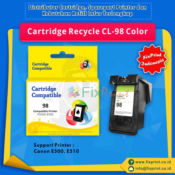 Cartridge Tinta Recycle Canon CL-98 CL98 Color Printer Canon E500 E510