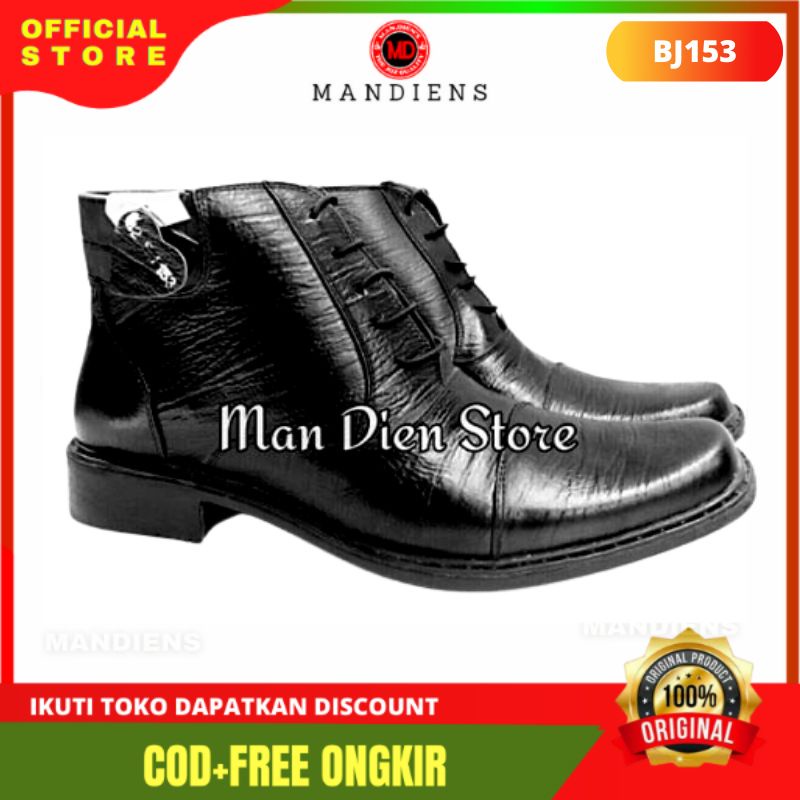 MANDIENS - SJ153-KY Sepatu Bots Kulit Sapi Asli PDH TNI POLRI Original Medali Export Quality