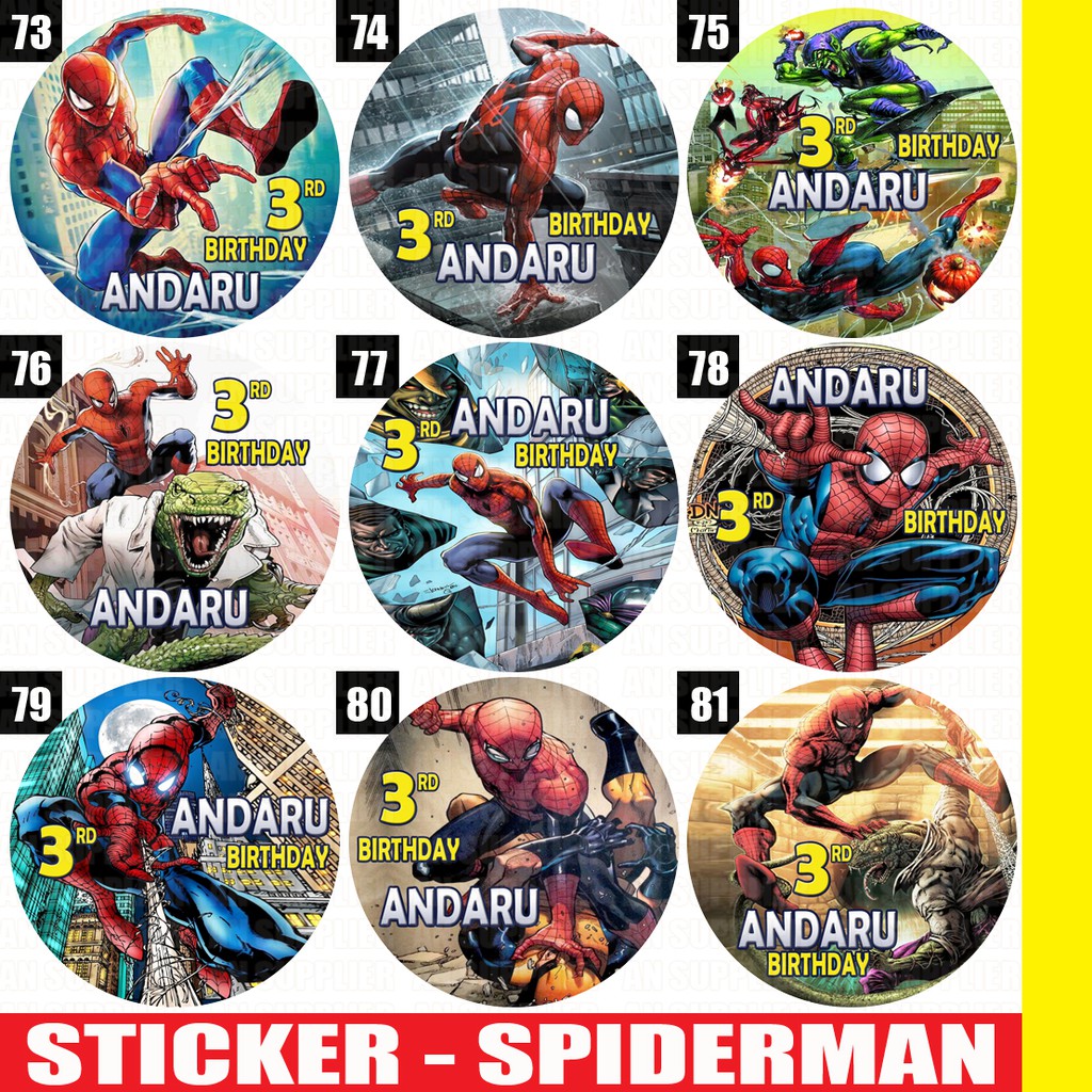 60 Stiker Spiderman Label Bag Kue Souvenir Ultah Ulang Tahun Shopee Indonesia