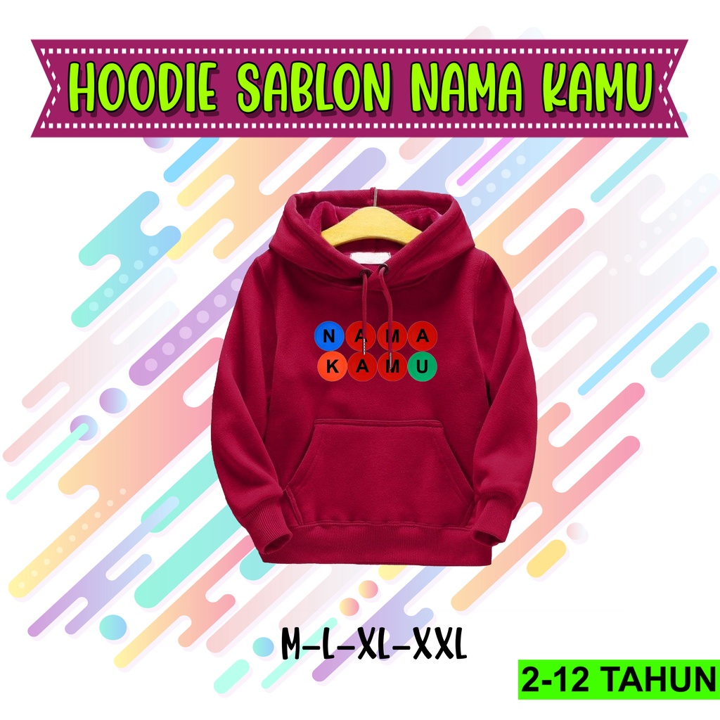 Hoodie Anak Custom Nama Jaket Anak Usia 2 - 12 Tahun SwIter Cewek Cowok terbaru Hodie Request Nama Laki Laki Perempuan