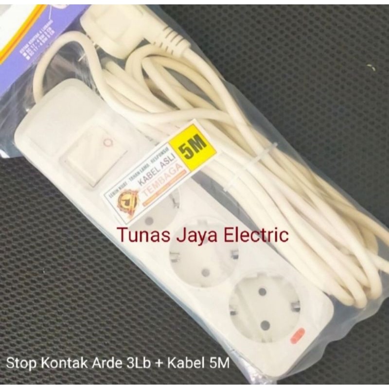 Stop Kontak Arde 3Lb + Kabel Tembaga 5 Meter AIRAM (Standar SNI)