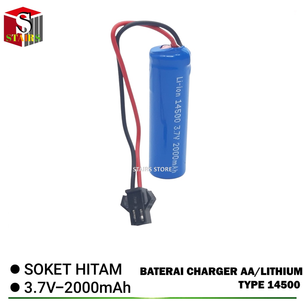 Baterai Cas/Charger RC Li-ion 14500 Ni-CD 3.7volt - 2000mAh Socket Hitam