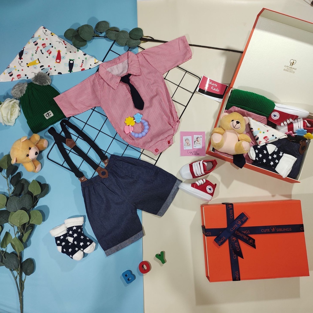 Paket hampers baby boy (0-6 bulan)mini daddy jogger| hadiah kado bayi lahiran laki-laki / cowok | ba
