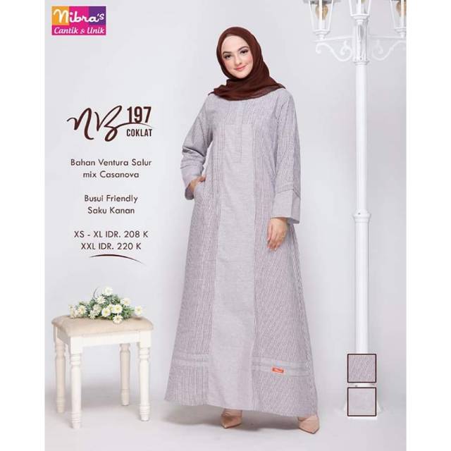 GAMIS NIBRAS NB 197 / NB 197 BIRU MUDA  / NB 197 COKLAT / GAMIS MURAH