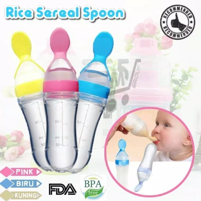 Botol Sendok Makan Anak Bayi Botol Mpasi Bayi Botol Dot Silikon Silicone Aman Praktis Instant