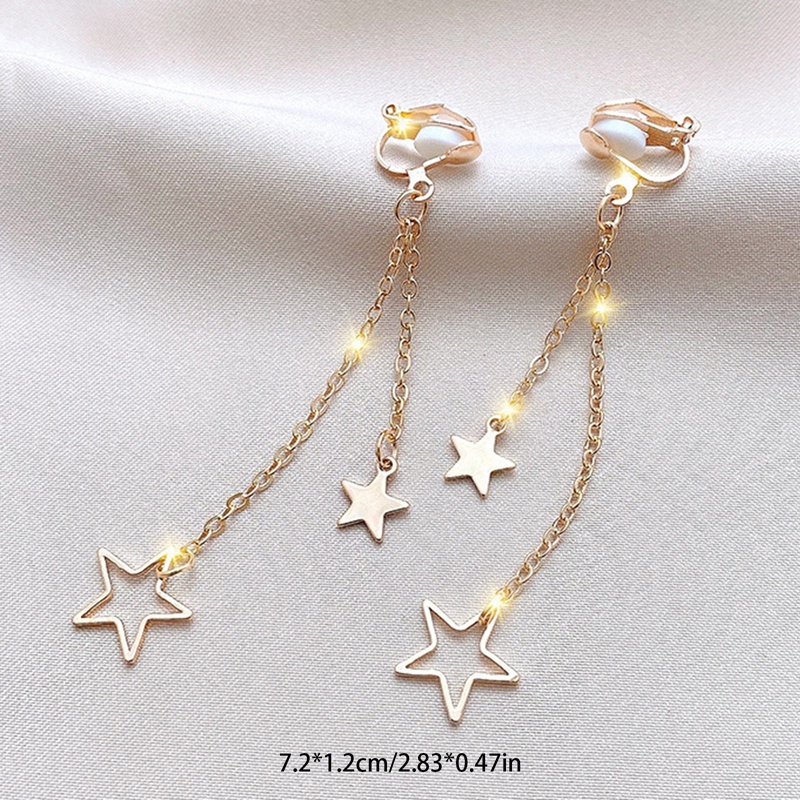 Anting Klip Tanpa Tindik Model Rumbai Gaya Korea Untuk Wanita