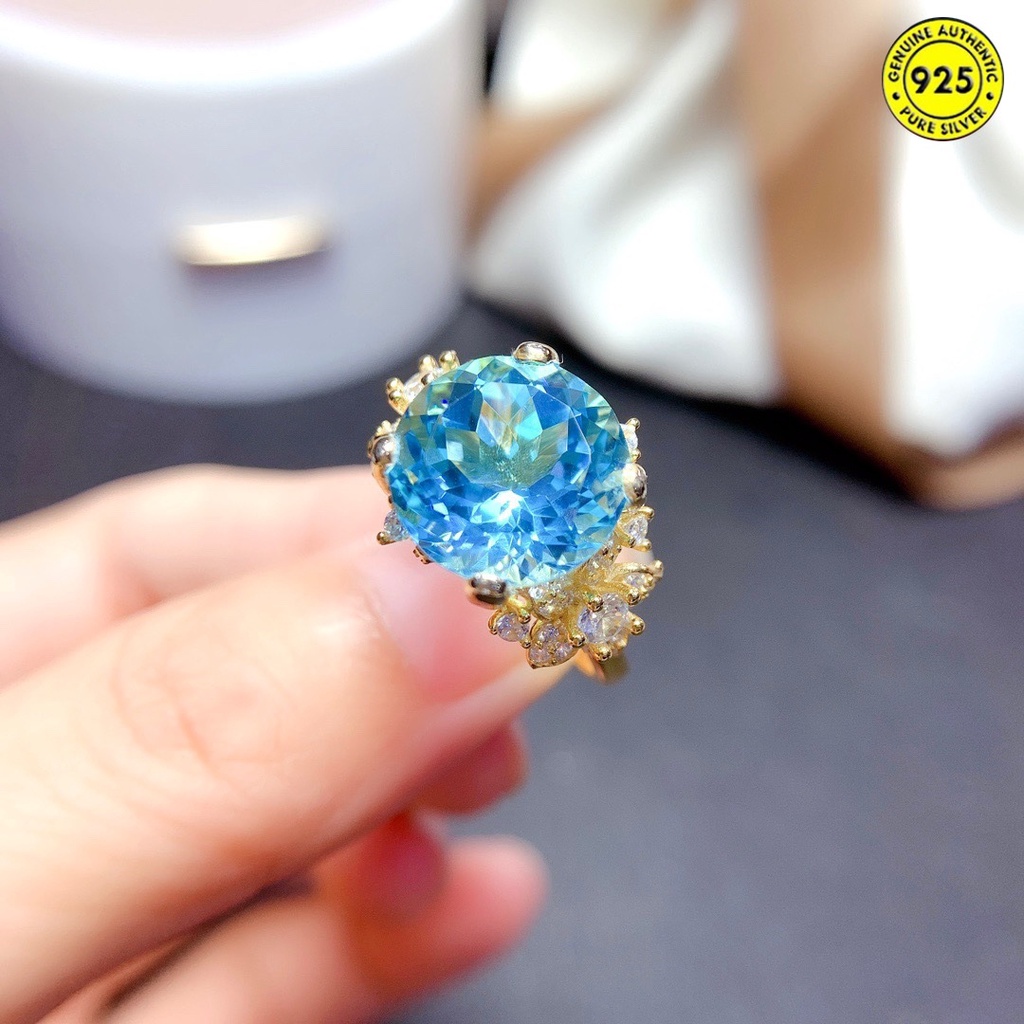 Cincin Batu Permata Sapphire Biru Langit Model Terbuka