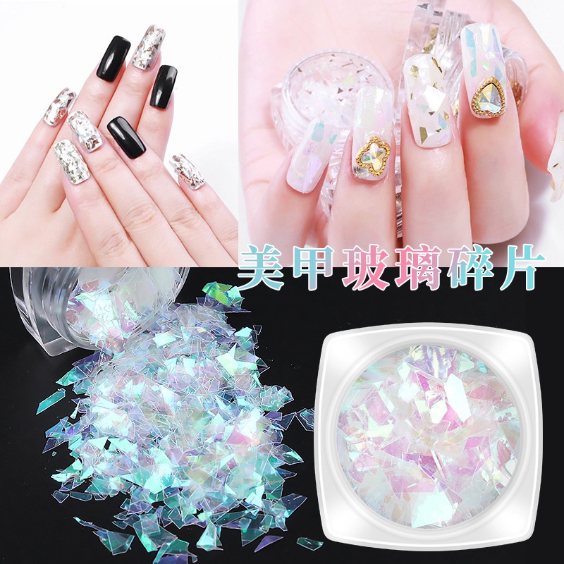 【 COD 】Nail foil korean BROKEN glass gold silver hiasan nailart japan nails foil transfer foil glass kutek gel