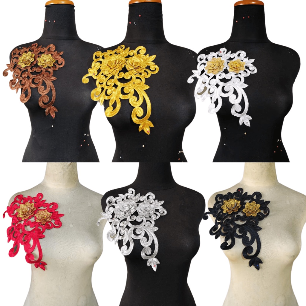 Renda bunga 3d hiasan baju motif seroja
