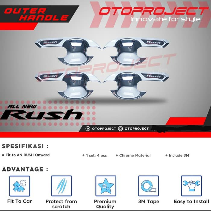 Otoproject Outer Handle  Mangkok Pintu Chrome All New Rush 2018-2020