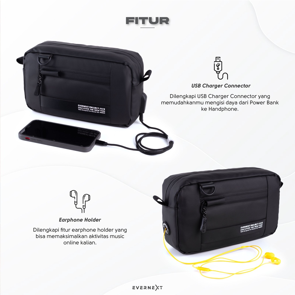 Tas sling  pouch bag unisex multy fungsi original terbaru pria wanita Tas Selempang Pria Kasual Polos Hitam Slempang Cowok Keren Slingbag Bahu Pria - PG - 8864