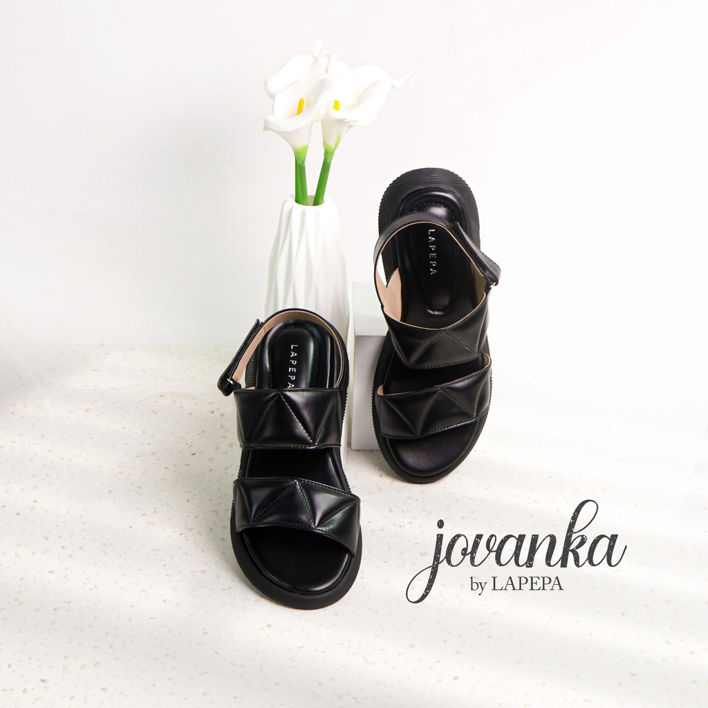 AVLINSTORE - tipe JOVANKA Sepatu Sandal Wanita Wedges Model Ban dua Tali Strap belakang Hak Tinggi Spatu Sendal Gunung Kekinian