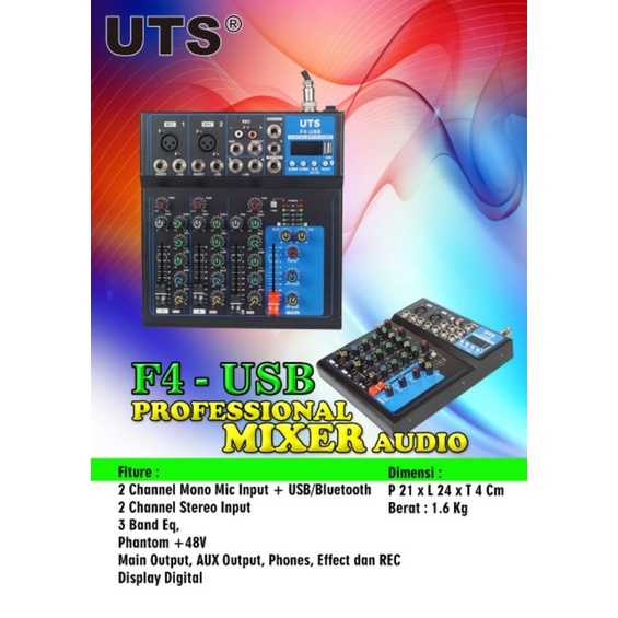 MIXER AUDIO 4 CHANNEL UTS F4