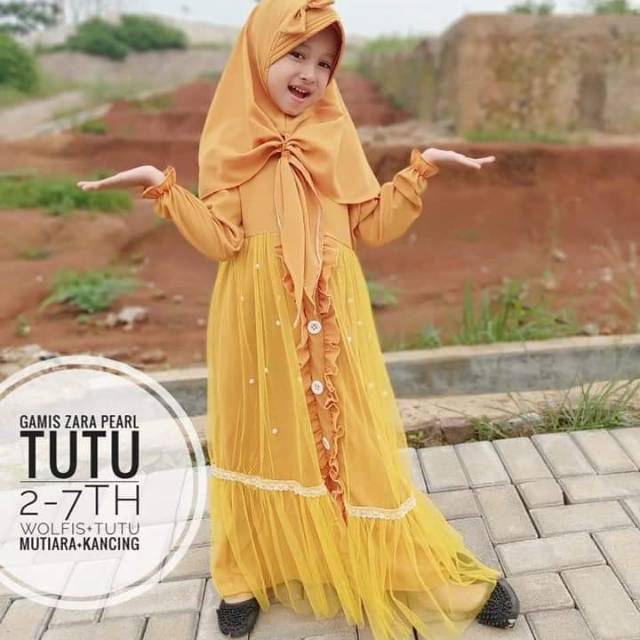 GAMIS TUTU ANAK ROK TUTU ANAK PEREMPUAN BAJU MUSLIM ANAK PEREMPUA TUTU MUTIARA ANAK BAJU MUSLIM
