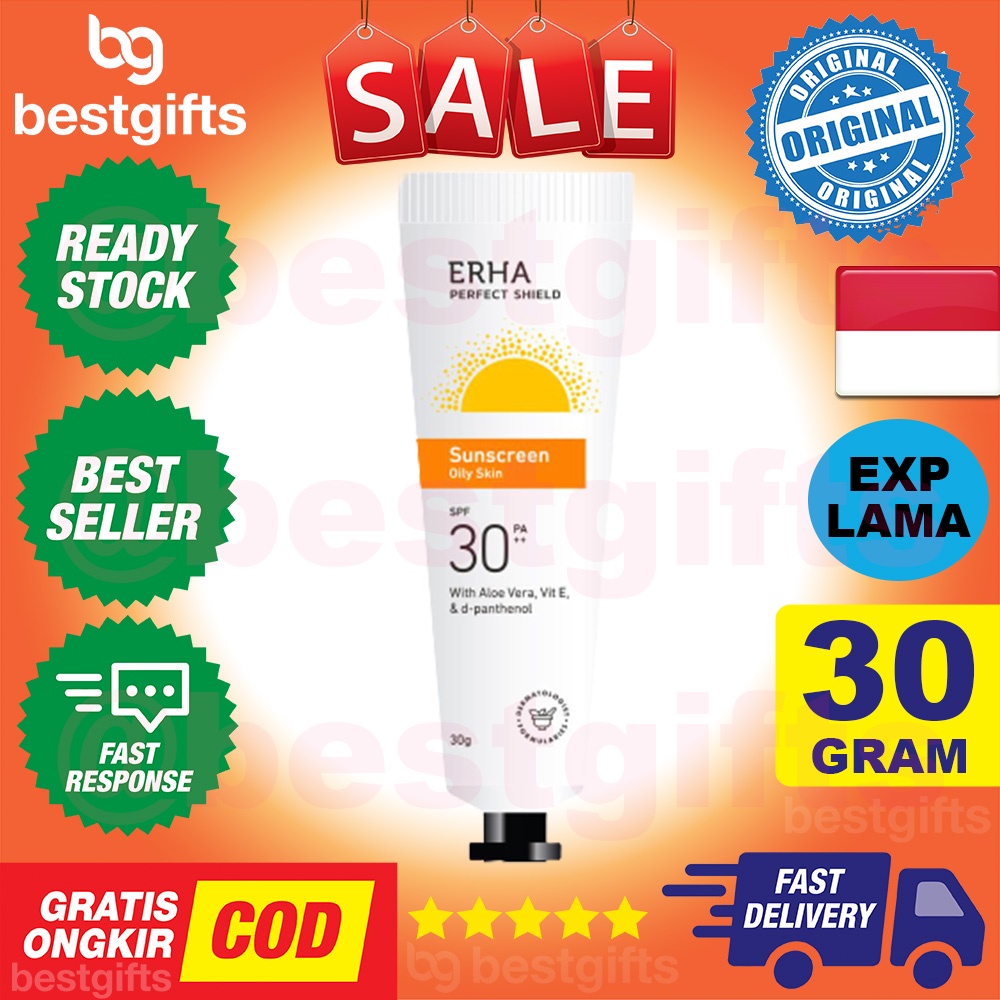 ERHA PERFECT SHIELD SUNSCREEN OILY SKIN SPF 30 PA++ ALOE VERA SUN SCREEN LOTION KULIT BERMINYAK 30 GRAM