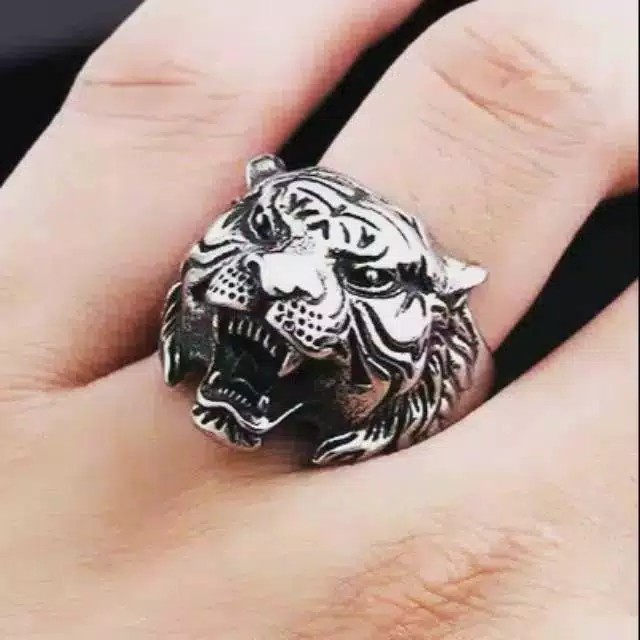 Cincin macan KEPALA hewan pria ring tiger HARIMAU MAUNG not TITANIUM stainless KEREN Premium EKSLUSIF