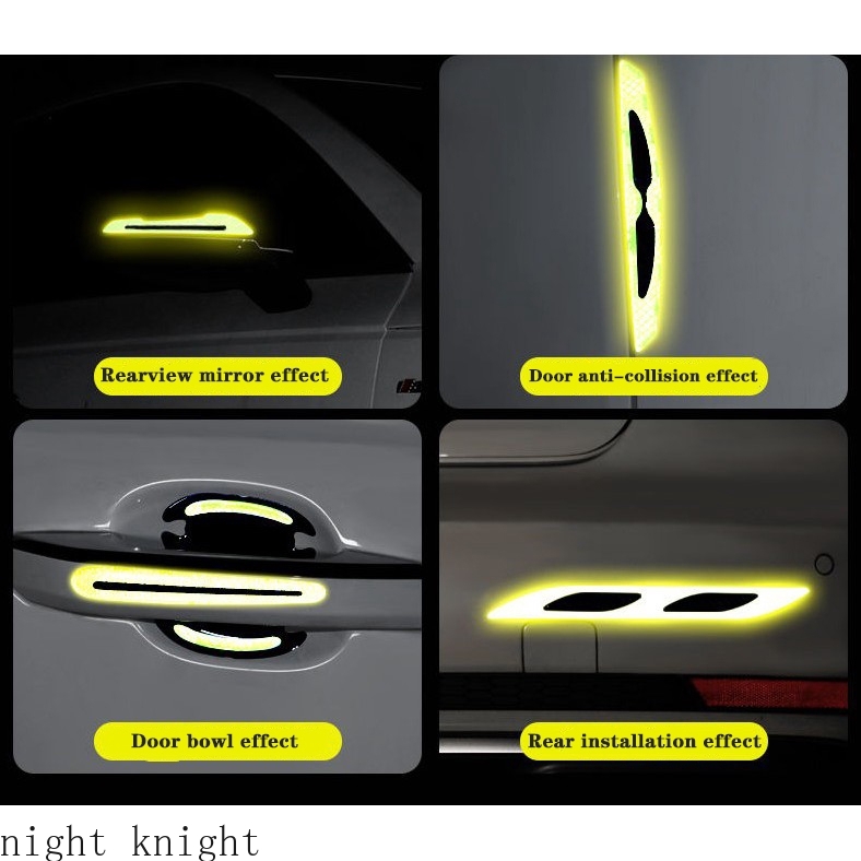 Stiker reflektif mobil roda alis dekoratif pintu anti-tabrakan strip stiker reflektif cahaya belakang