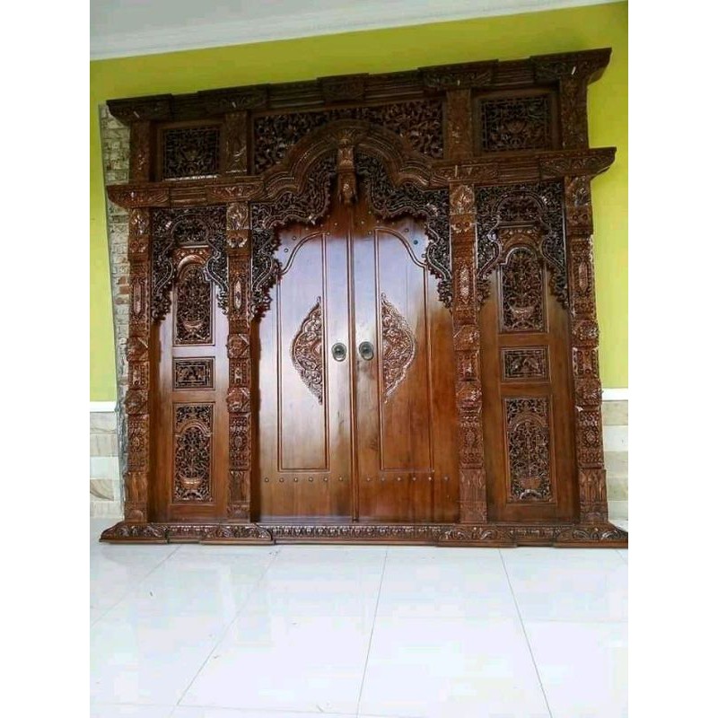 (free ongkir jawa)promo pintu utama gebyok gapura ukir gebyok ukir jepara
