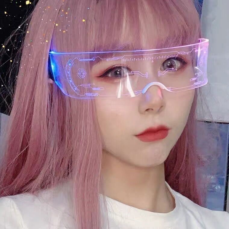 NR Kacamata Cyber Party Glasses Kacamata Nyala Kacamata Robot Millenial
