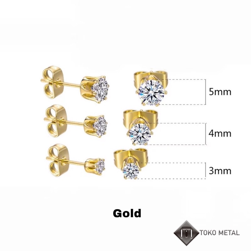 Anting Titanium Tusuk/ Stud Silver Dan Hitam [ Toko Metal ]