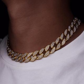 Kalung Rantai Cuba 925 Silver Gold 18K Gaya Hip Hop Untuk Pria