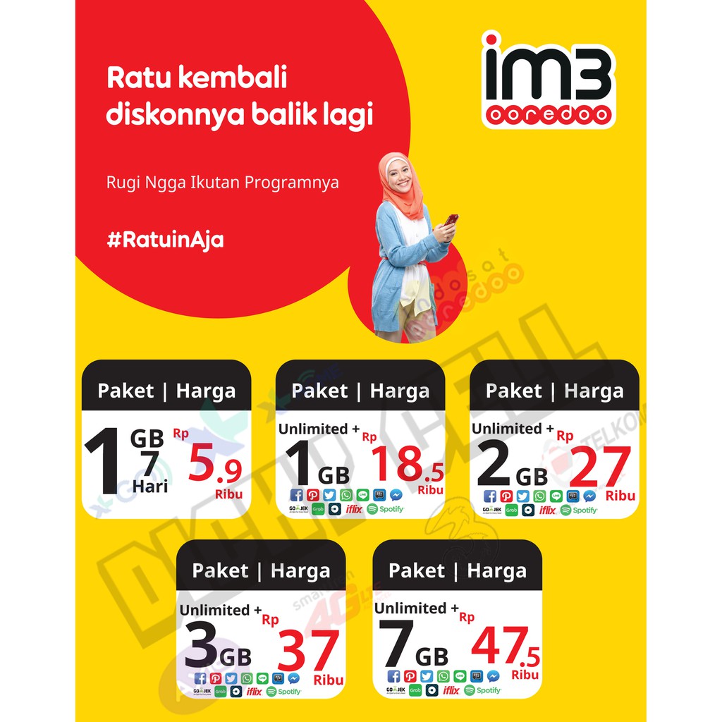 [PROMO TERMURAH] INDOSAT DATA INTERNET UNLIMITED 1GB, 2GB, 3GB, 7GB, JUMBO UNLIMITED