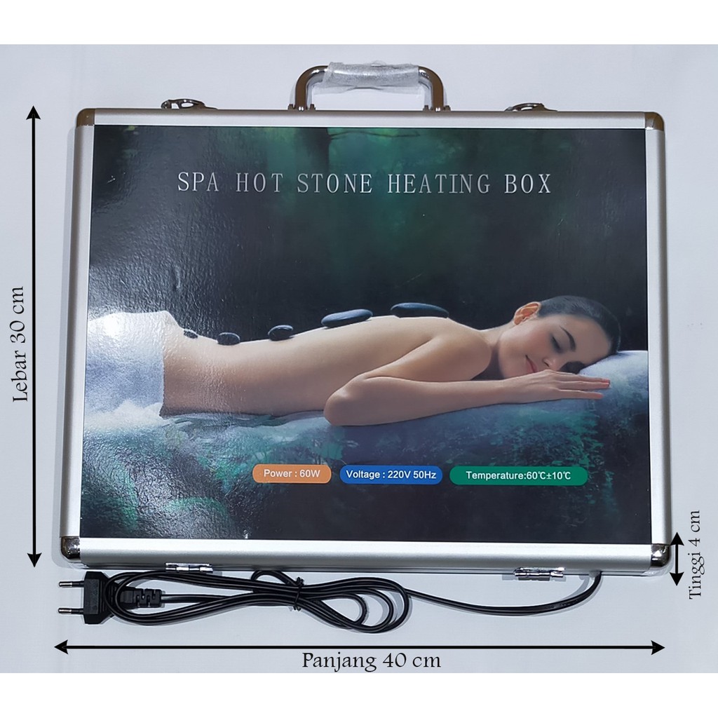 Hot Stone Massage 26 Pcs Plus Spa Hot Stone Heating ( Paket Box 4 ) | Spa | Terapi | Batu Therapy | Kesehatan