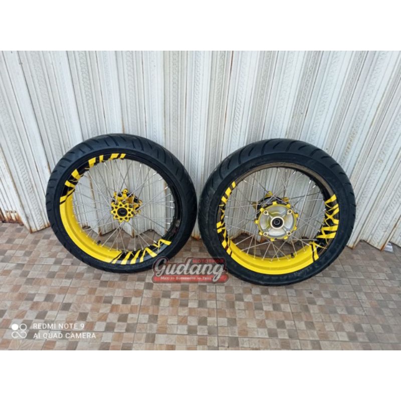 Whellset Ban Set Supermoto KLX Velg Vrossi / Sprint Tinggal Pasang