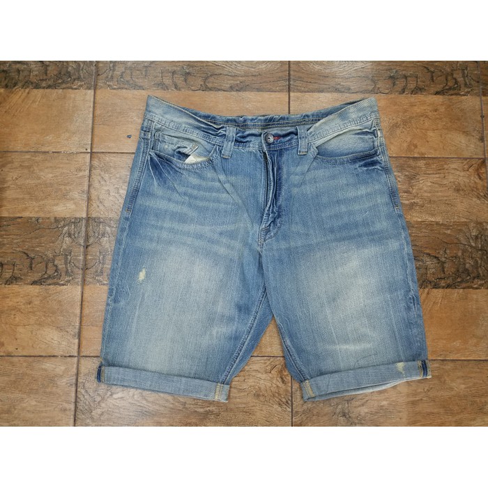 Celana Jeans Pria Guess Premium Sobek Biru Washed Import Skin FH453  Pendek Sisa Expor Merk Express