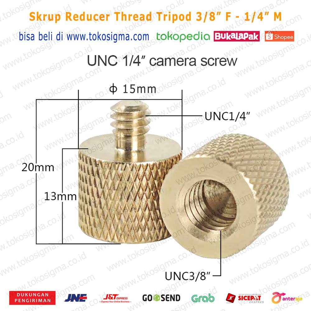 Skrup reducer 3/8 F to 1/4 M inch Camera Tripod Thread Adapter Convert